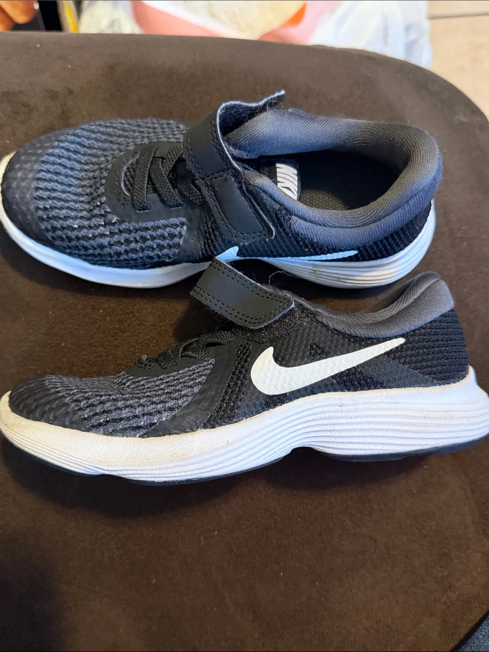 Nike Kids Black and White Velcro Athletic Sneakers
